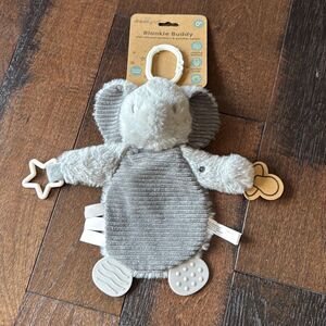 NWT Dreamgro elephant blankie buddy teether pacifier holder gray soft plush love